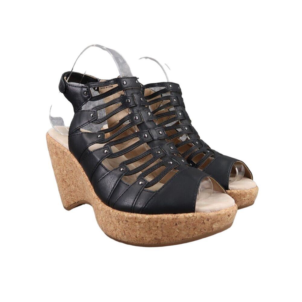 Jambu Shoes Womens 9 Sandals Wedge Platform Fashion Caged Peep Toe Cushioned JBU